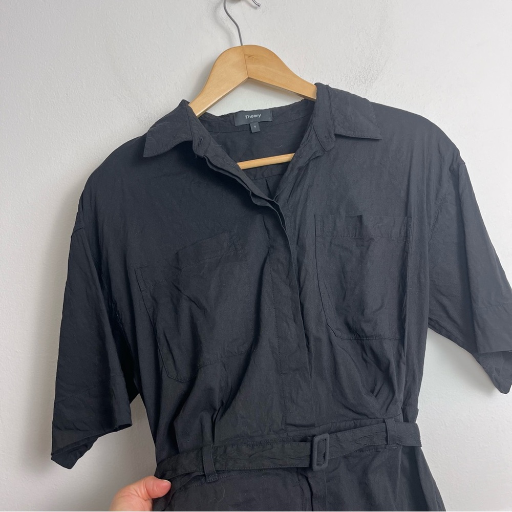 Theory Women's Casual Dr.eco Crunch Short Belted Dress Size 4 Black - Picture 4 of 11